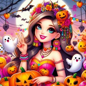 Halloween Girl Colouring Book - Part 1
